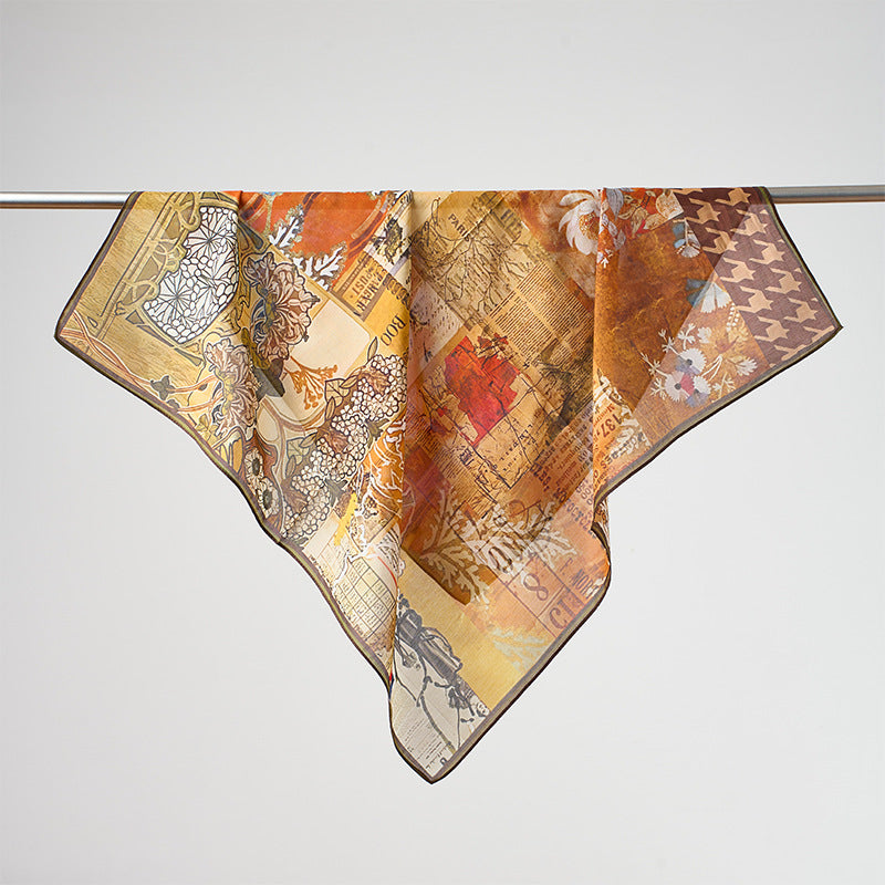 Flower Print Breathable Soft Silk Scarf