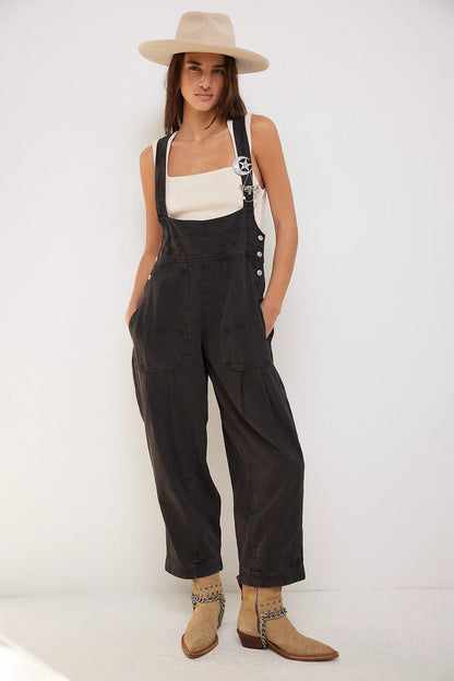 Casual Denim Overalls with Side Pockets