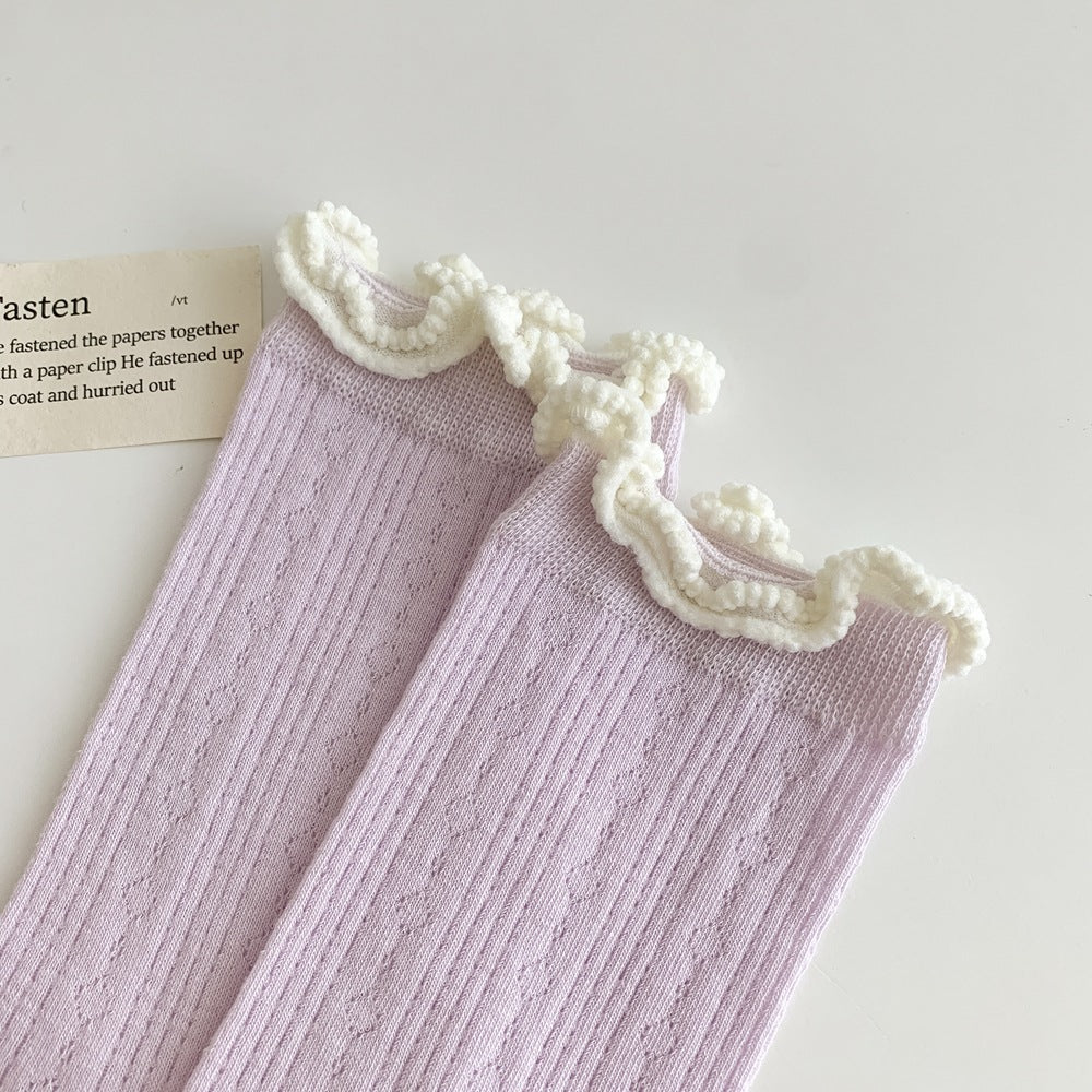Rufia - Purple Butterfly Floral Sheer Socks