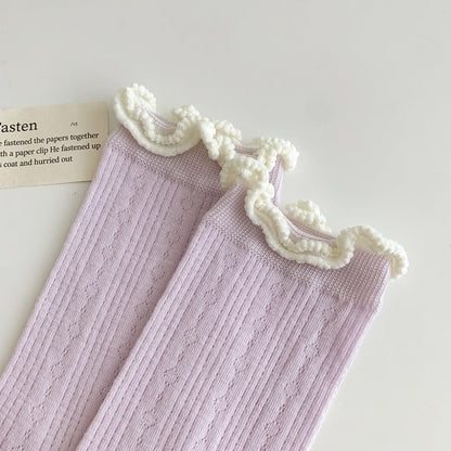 Rufia - Purple Butterfly Floral Sheer Socks