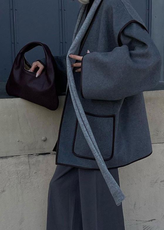 Wrap Coat Wool Blend Oversized Sleeve Style