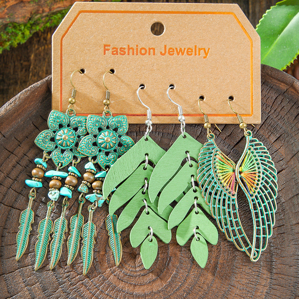 Bohemian Vintage Leaf Earrings Set Stylish Accessories