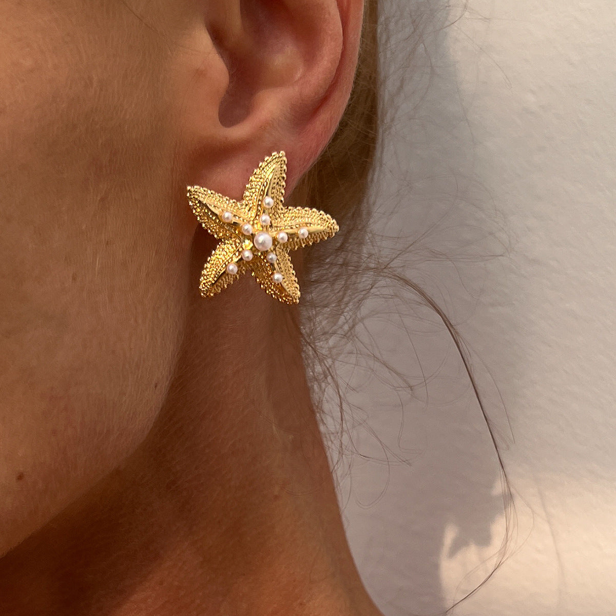 Starfish And Shell Earrings Natural Alloy Ocean Style