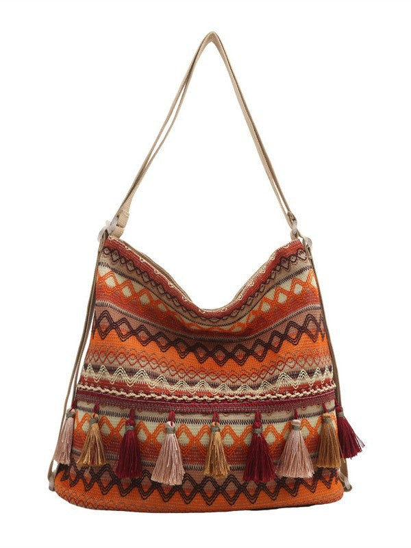 Casual Fringe Tote Bag Cotton for Daily Use