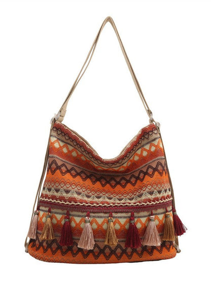 Casual Fringe Tote Bag Cotton for Daily Use