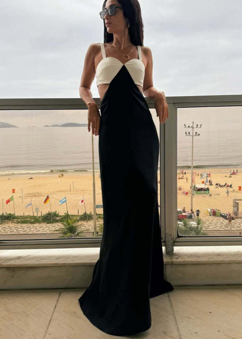 Cutout Gown Lightweight Fabric Two Tone Design
