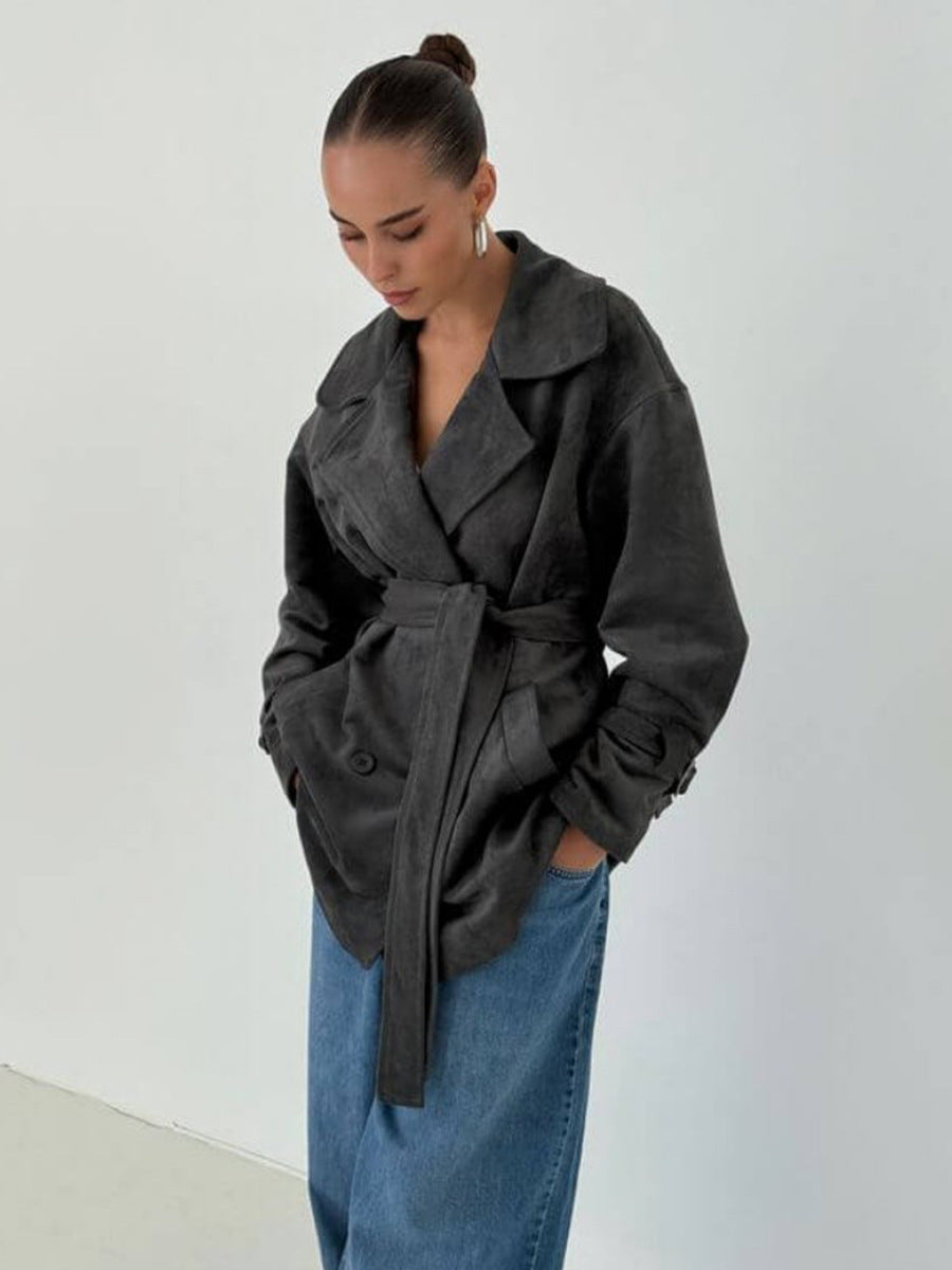 Retro Suede Jacket Stylish Casual Outerwear