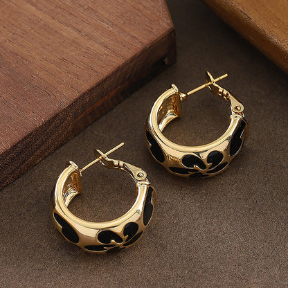 Geometric Leopard Print Earrings With 925 Silver Pins