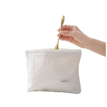Solid Color Flower Print Makeup Bag