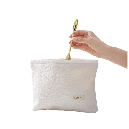 Solid Color Flower Print Makeup Bag