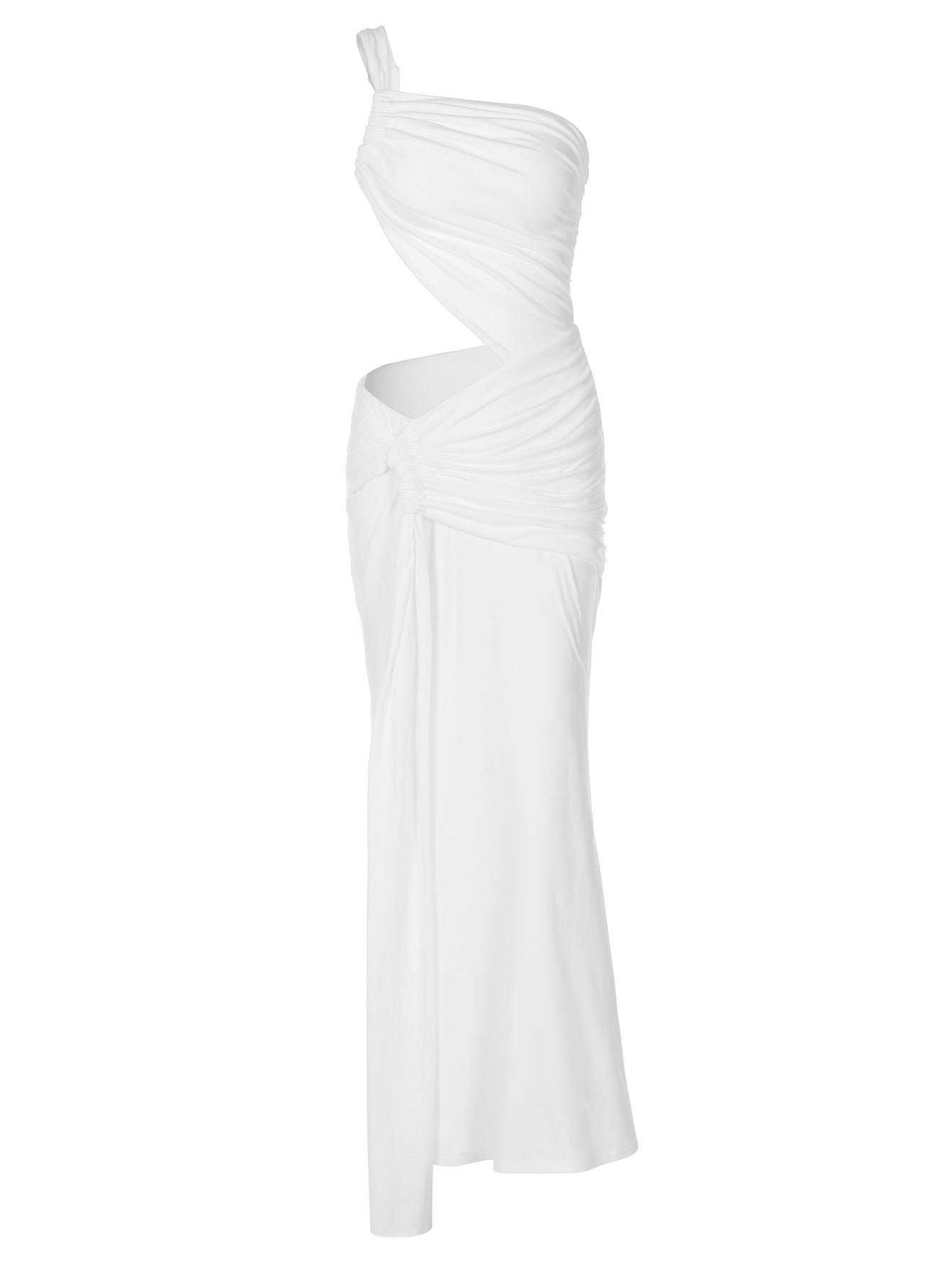 Elegant One-Shoulder Lace Trim Bodycon Dress