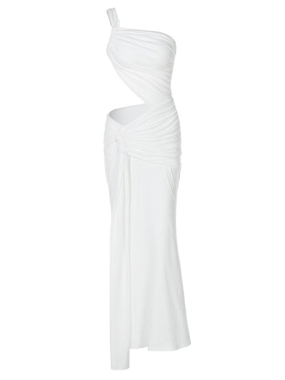 Elegant One-Shoulder Lace Trim Bodycon Dress