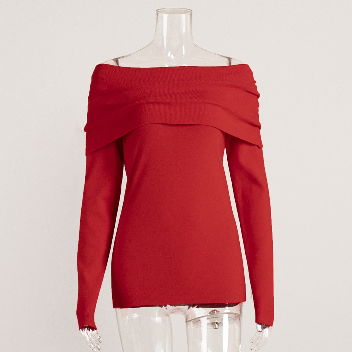 Elegant Off-Shoulder Knit Sweater Casual Top