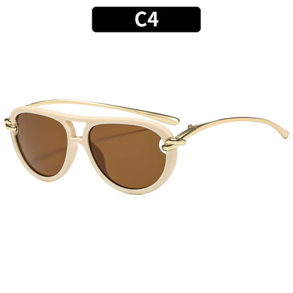 Trendy Knot Double Beam UV400 Sunglasses for Outdoor Activities