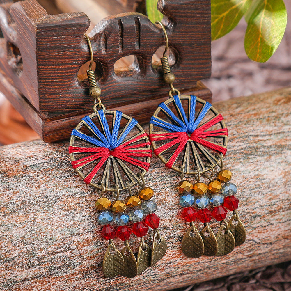 Bohemian Vintage Floral Tassel Earrings for Women
