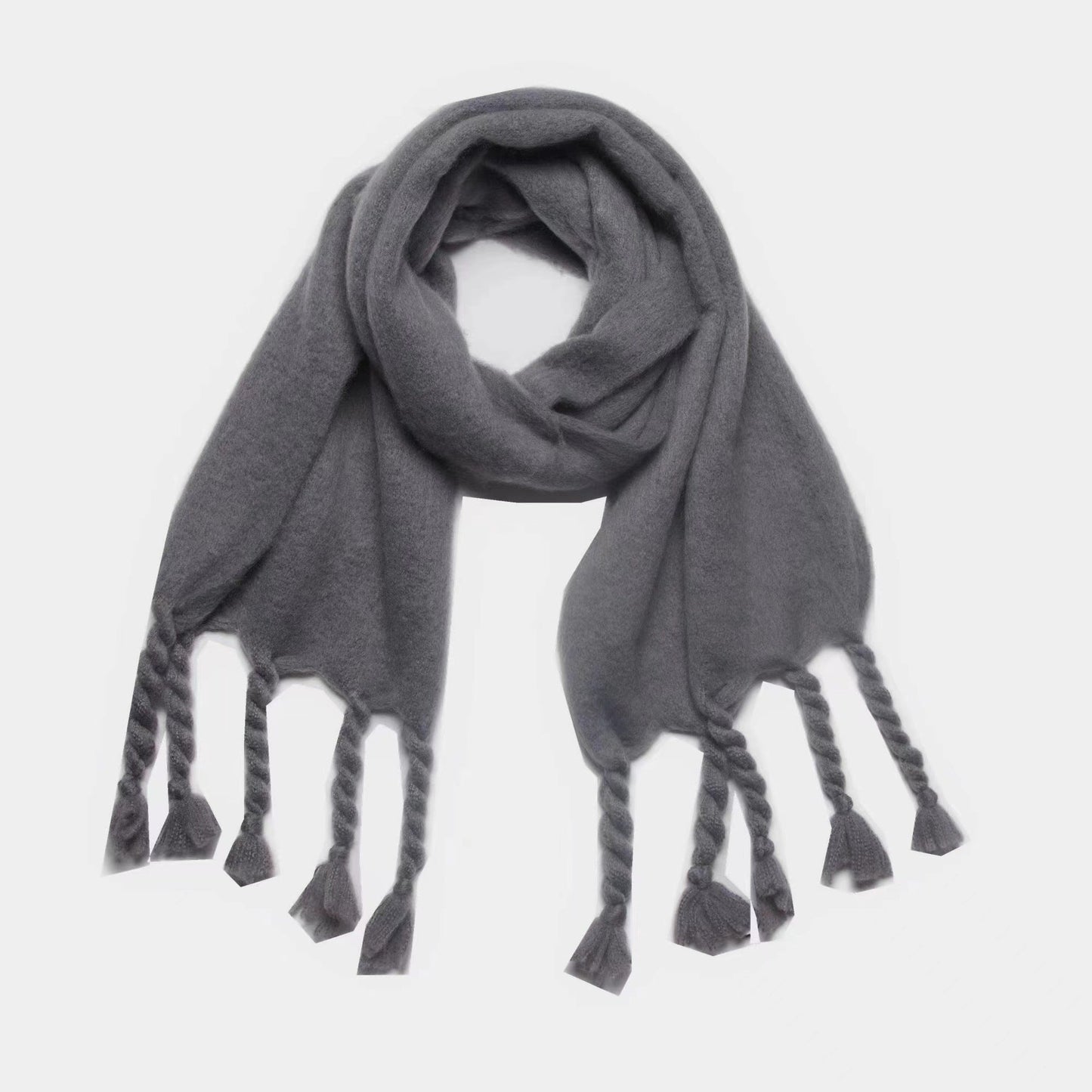 Simple Solid Color Tassel Scarves