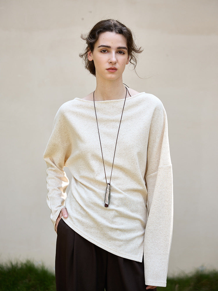 Asymmetrical Hem Pullover T-Shirt with Side Slits