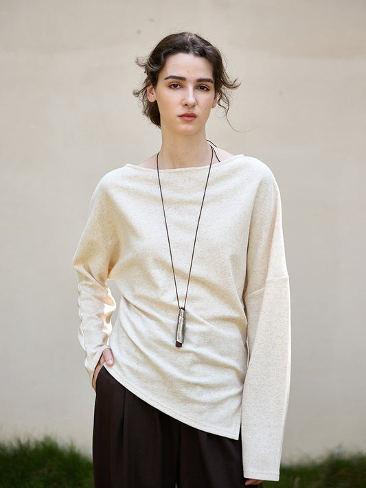 Asymmetrical Hem Pullover T-Shirt with Side Slits