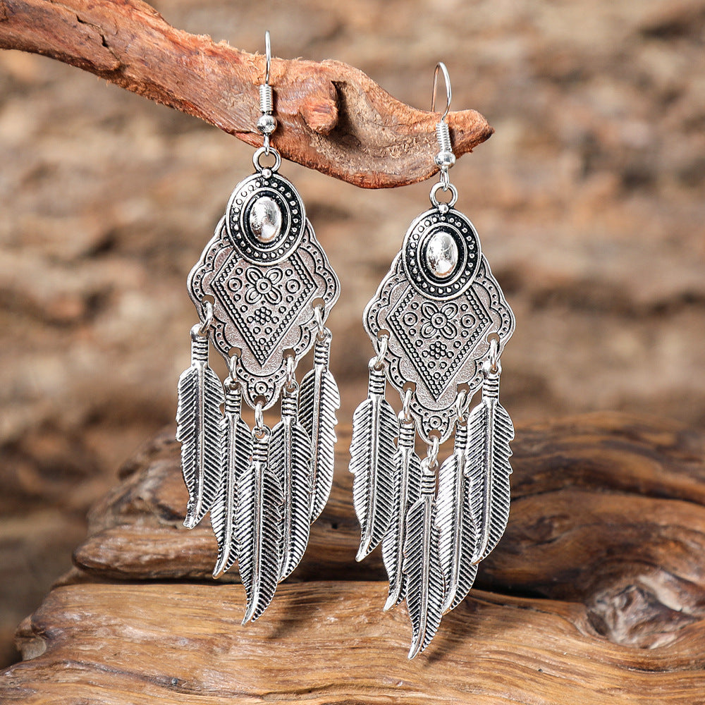 Bohemian Geometric Tassel Earrings Set Vintage Court Style
