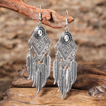 Bohemian Geometric Tassel Earrings Set Vintage Court Style