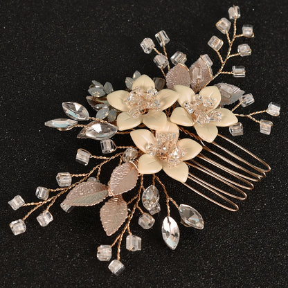 Bridal Side Comb with Crystal Floral Design for Weddings