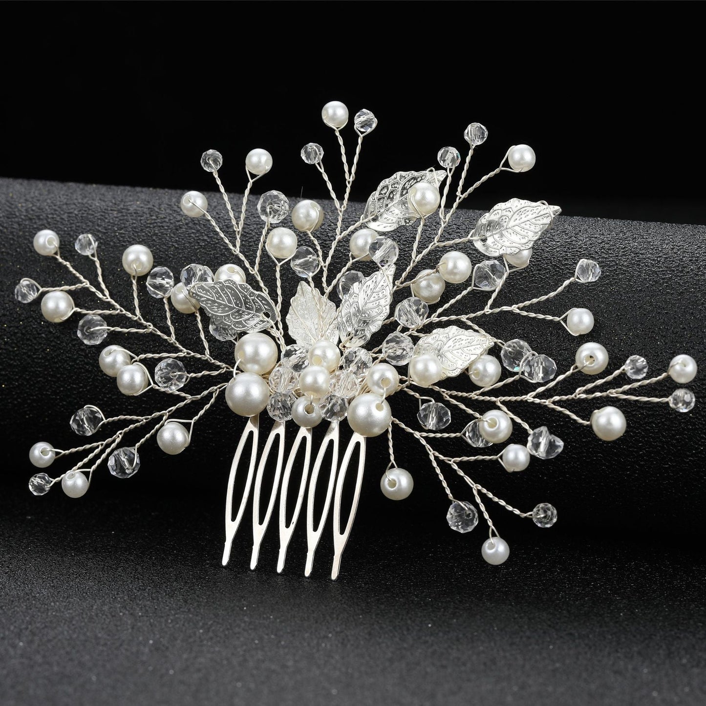 Gold Leaf Crystal Bridal Hair Comb Elegant Headpiece