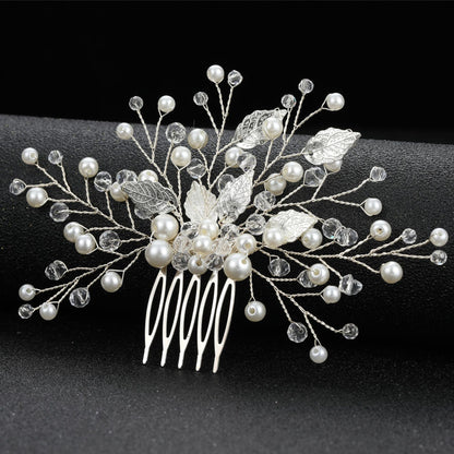 Gold Leaf Crystal Bridal Hair Comb Elegant Headpiece