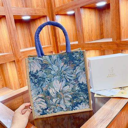 Embroidered Linen Tote Bag Stylish Casual Bag