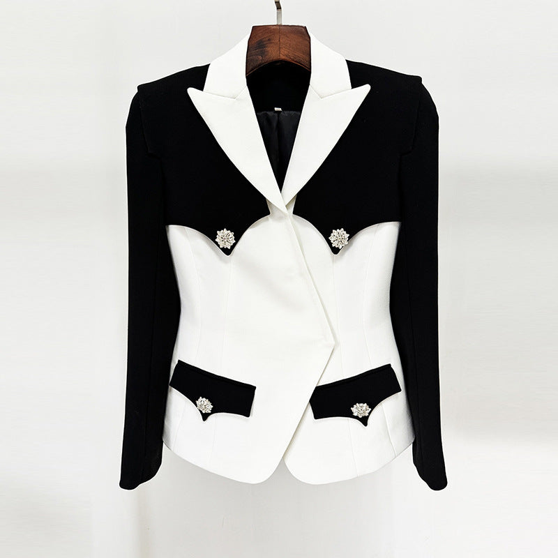 Color Block Slim Fit Blazer Jacket