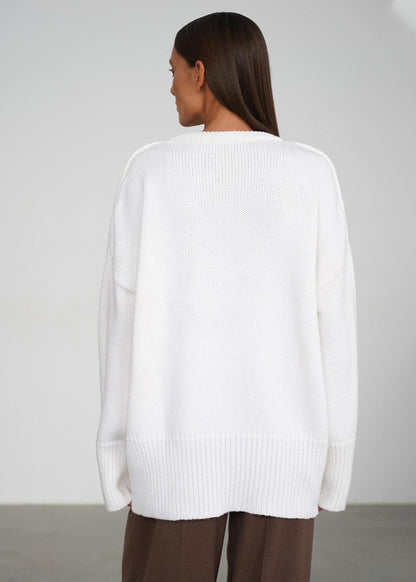 Oversized Knit Sweater Soft Gray Minimalist