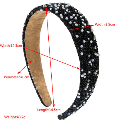 Colorful Pearls Rhinestone Headband Glamorous Women's Hair Accessory