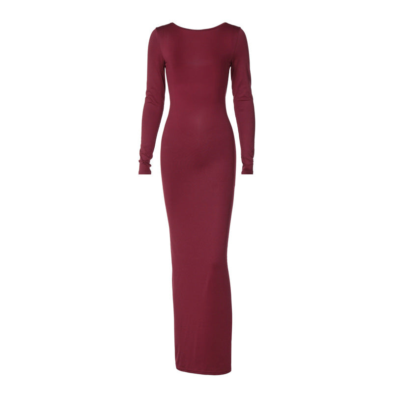Fashionable Sexy Backless Ruched Bodycon Dress