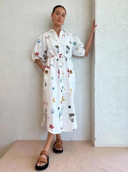 Stylish Lantern Sleeve Cardigan Linen Shirt for Women