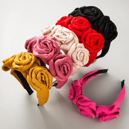Handmade Rose Fabric Headband Vintage Floral Hair Accessory