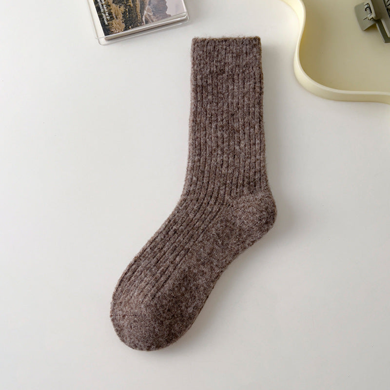 Vintage Thicken Warm Wool Solid Crew Socks
