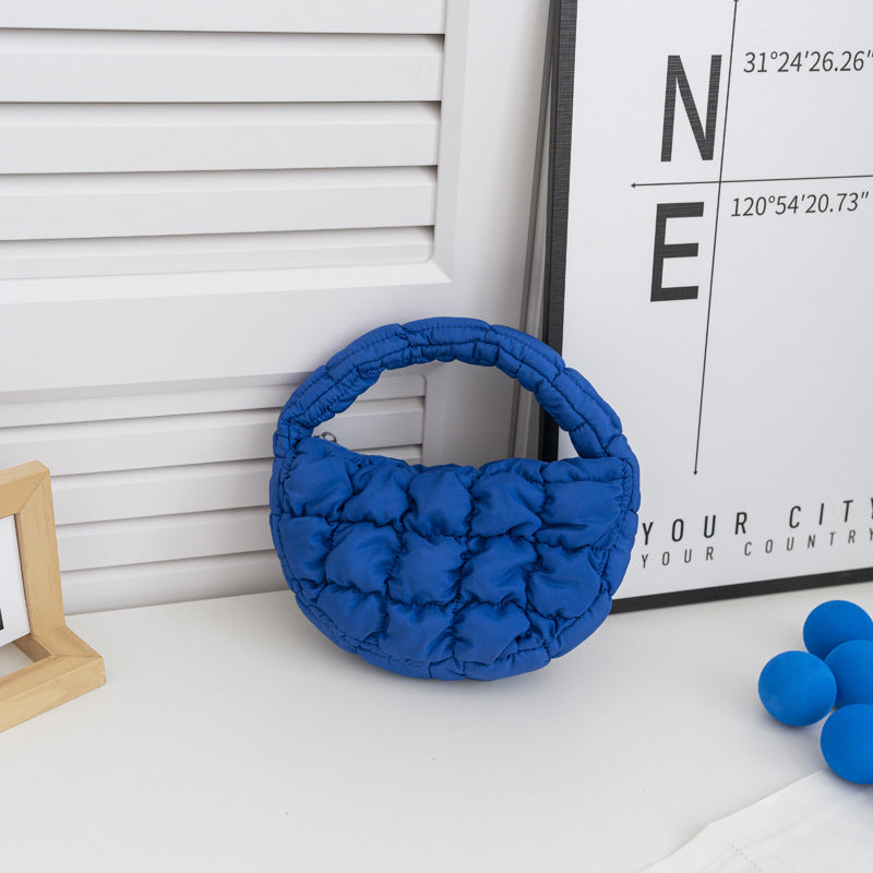 Mini Cloud Bag with Ruching Stylish Nylon Tote