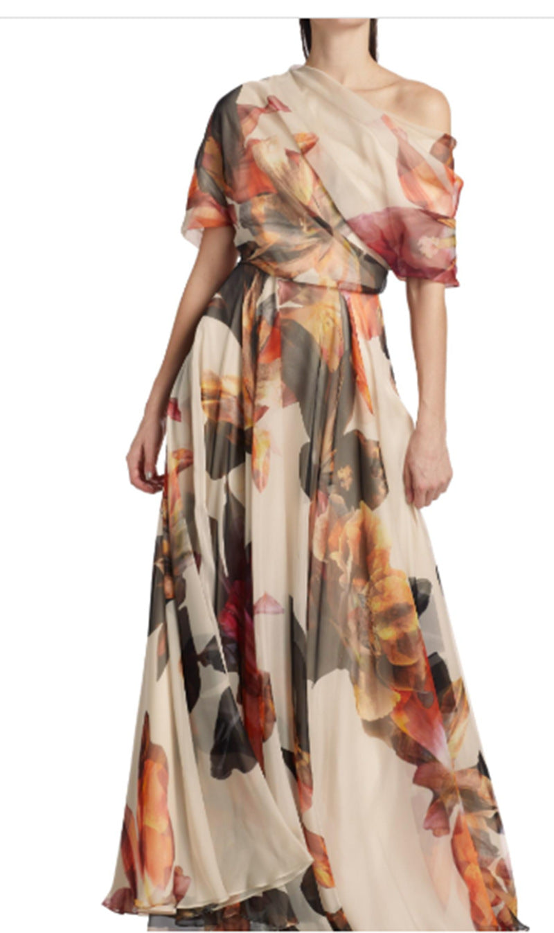 Bohemian Floral Maxi Dress With Tie Straps