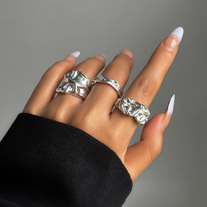 Trendy Irregular Geometric Metal Lava Bracelets For Women