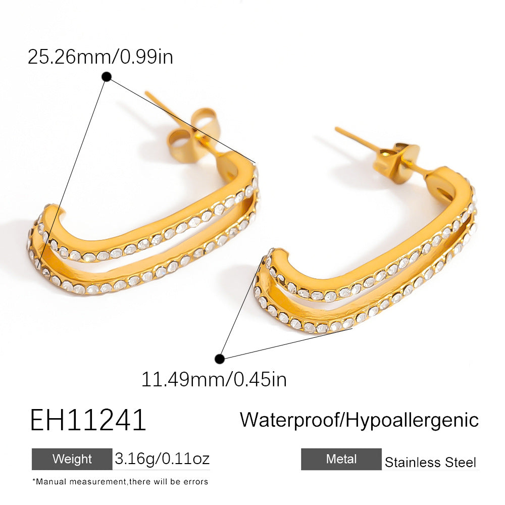 Fashionable Butterfly Bow Stainless Steel Earrings with 18K Gold Plating
