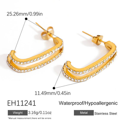 Fashionable Butterfly Bow Stainless Steel Earrings with 18K Gold Plating