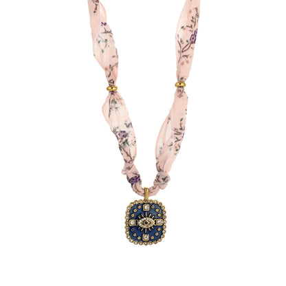 Simple Enamel Pendant Choker Scarf Necklace