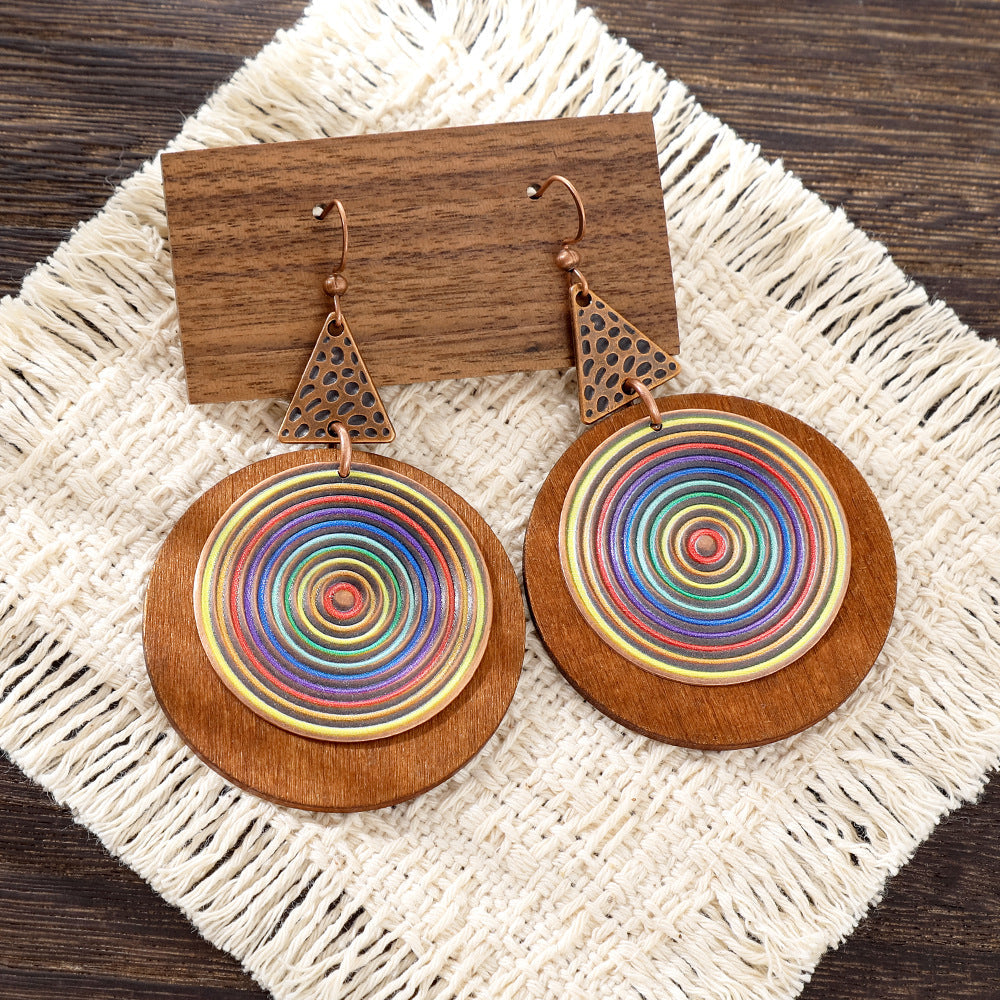 Bohemian Holiday Style Geometric Earrings Colorful Statement Earrings