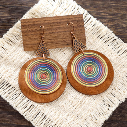 Bohemian Holiday Style Geometric Earrings Colorful Statement Earrings