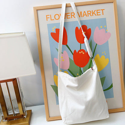 Canvas Crossbody Bag Simple Versatile Large Capacity Adjustable Shoulder Bag