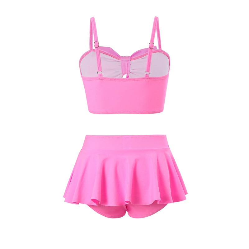 Girls' Two-Piece Swimwear Set Colorful Ruffled Bikini