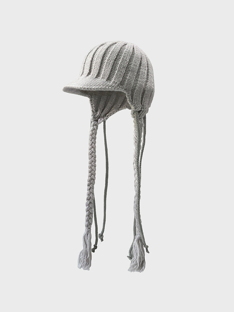 Cute Braid Tassel Ear Flap Beanie Knit Hat