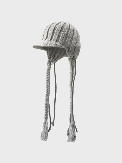 Cute Braid Tassel Ear Flap Beanie Knit Hat
