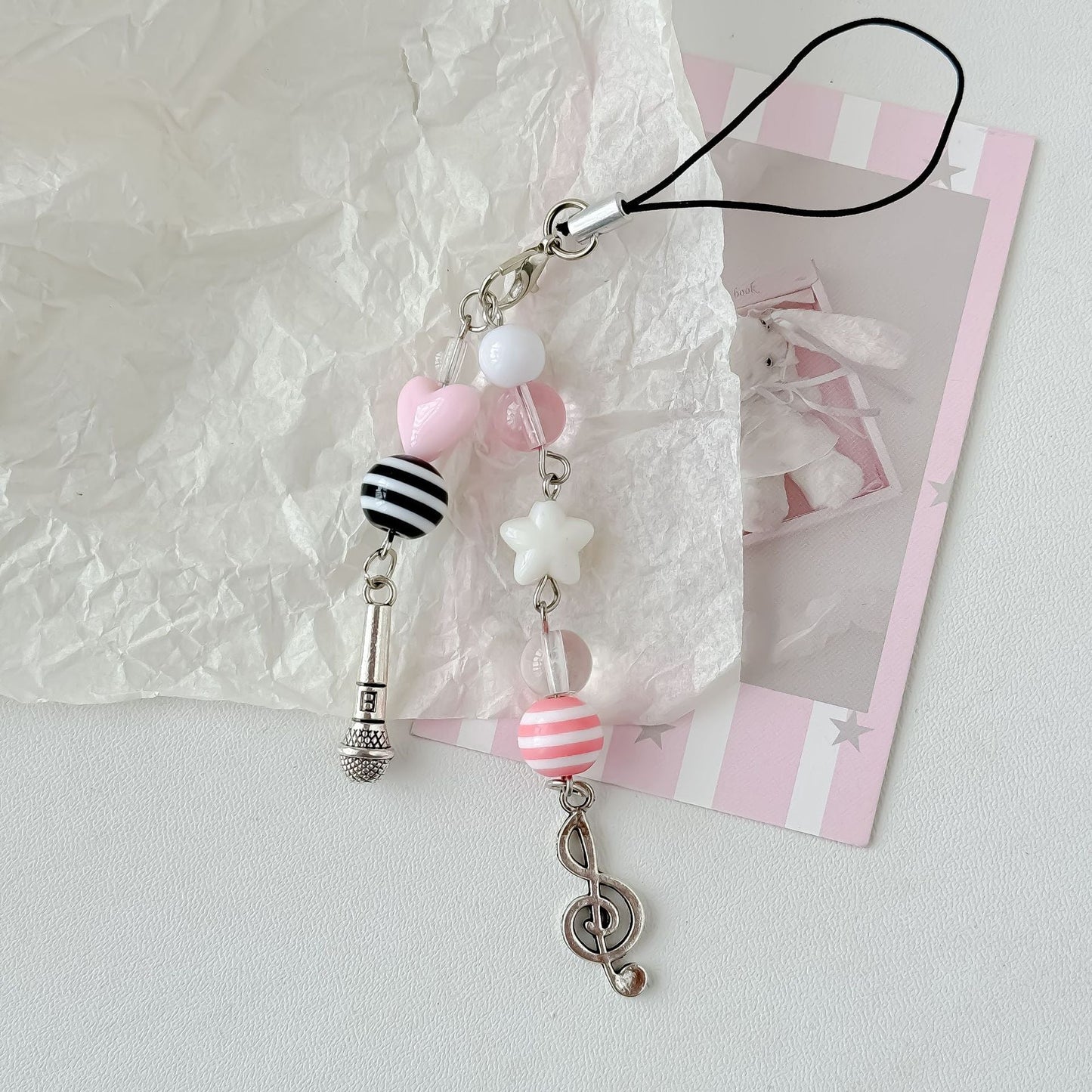 Cute Pink Violin Keychain Bag Charms