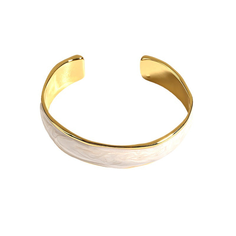 Vintage White Enamel Open Cuff Bracelet