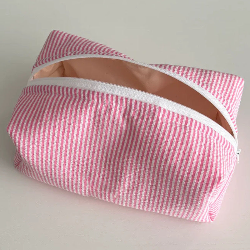 Simple Sreiped Color Block Make Up Bag